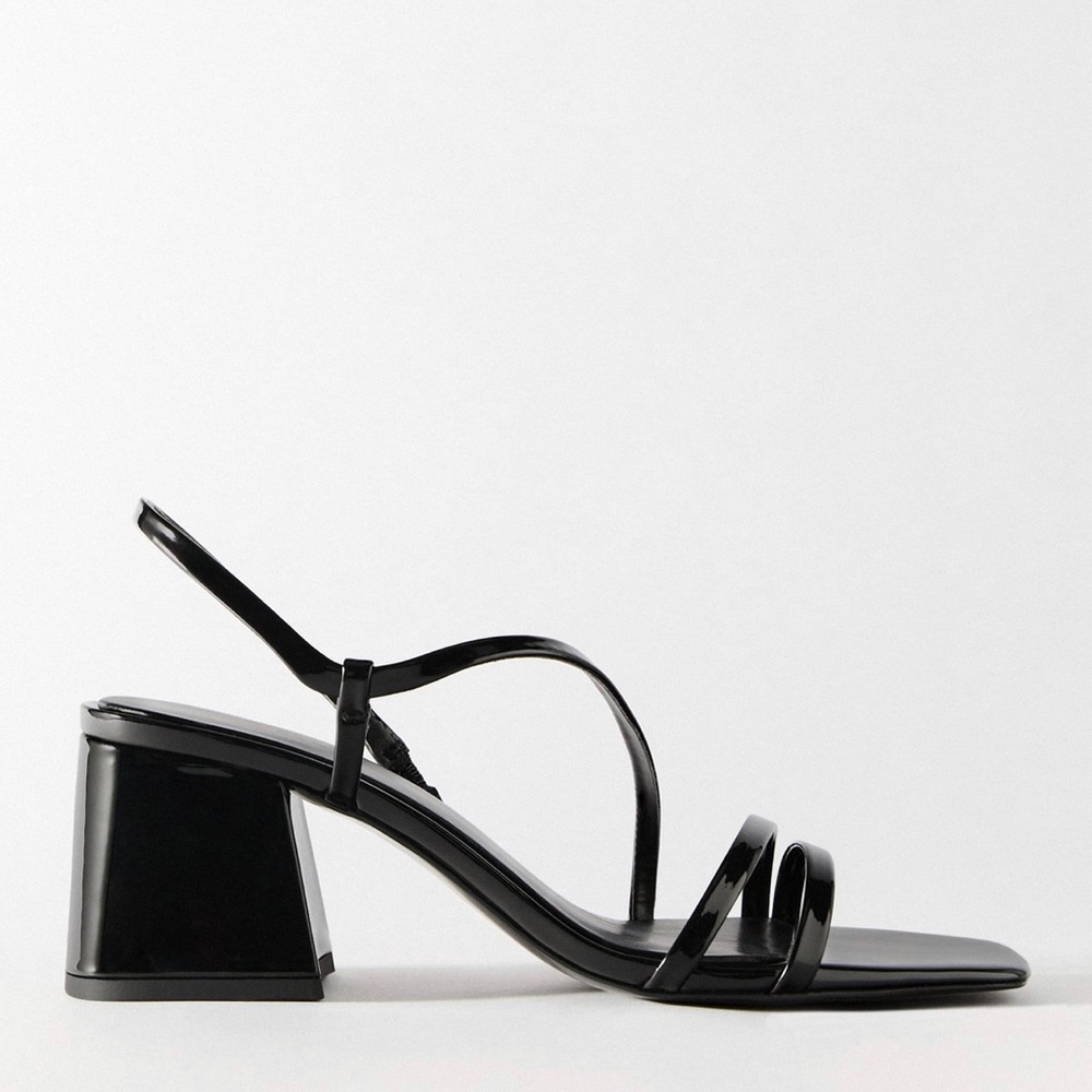 Zara Faux patent leather strap sandals